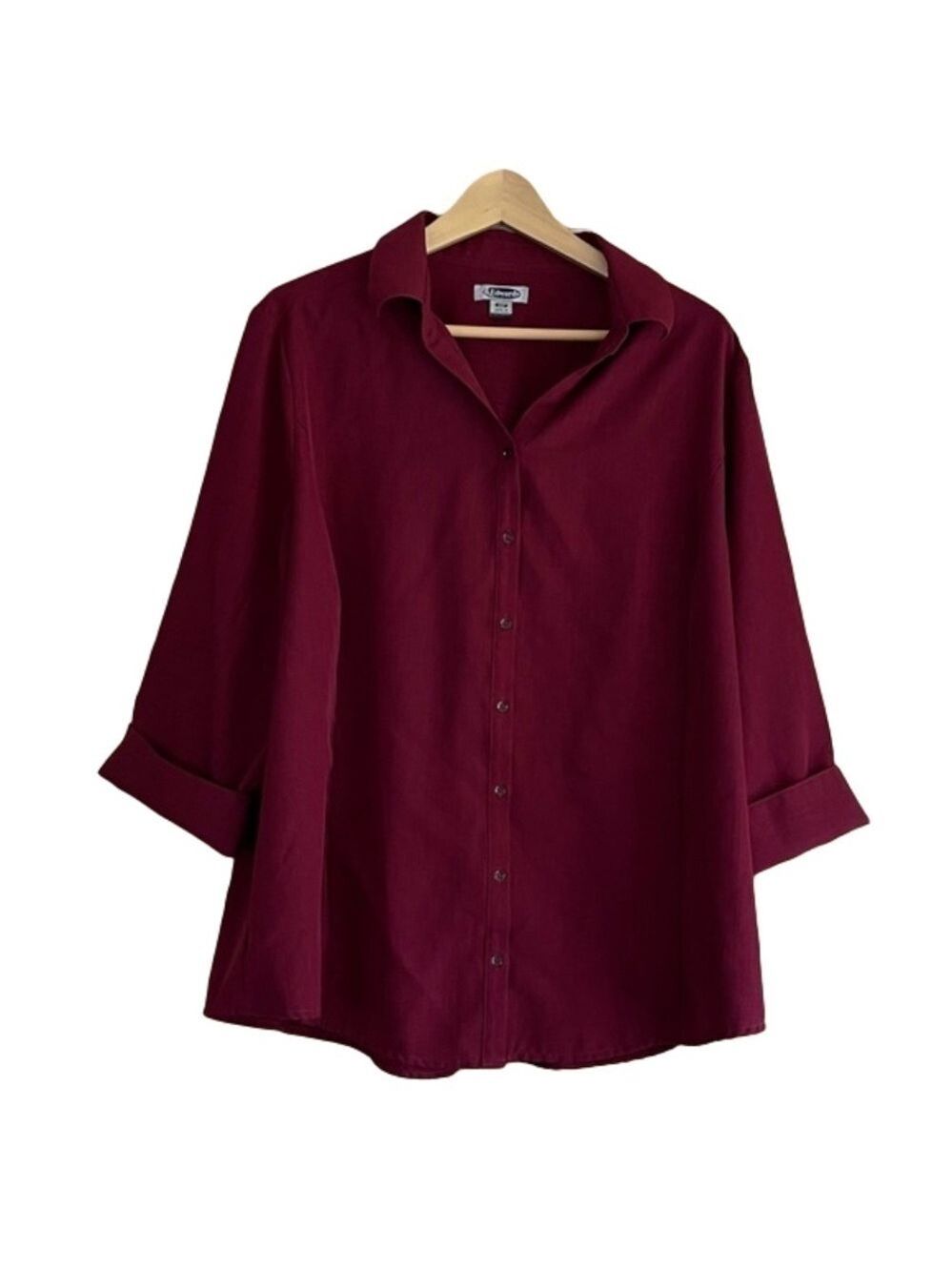 Vintage Edwards burgundy wine button front blouse plus size 2X